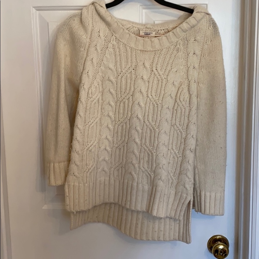 Cable knit sweater with hood
